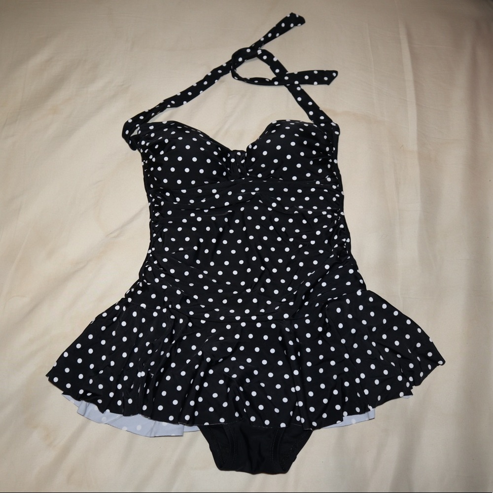 One piece polka dot bathing suit
